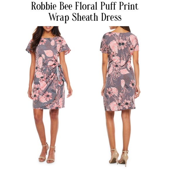 Nwt Robbie Bee Floral Puff Print Sheath 